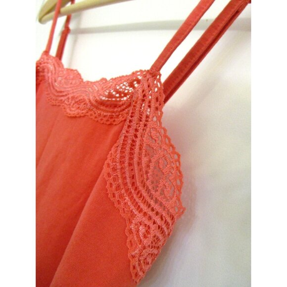 ANN TAYLOR Coral/Pink Camisole - Lace Adjustable Strap - Women XS Cotton Blend - Picture 4 of 14